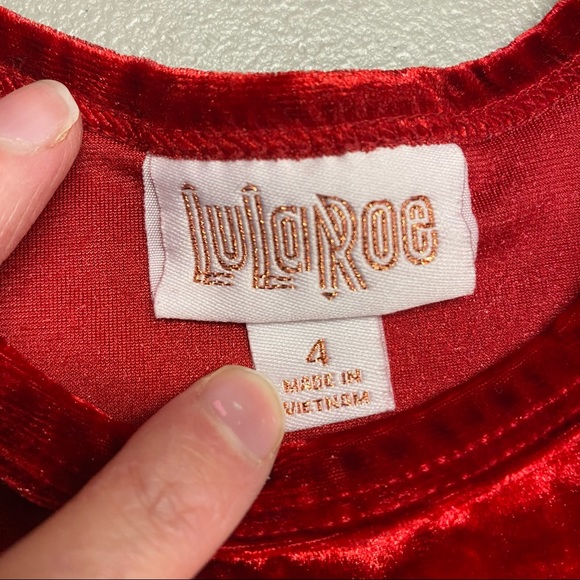 Lularoe Crushed Velvet Scarlett Dress Red Elegant - Picture 2 of 5